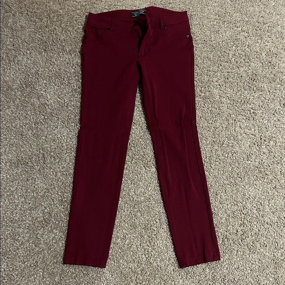 Active USA Women's Deep Red Skinny Pants